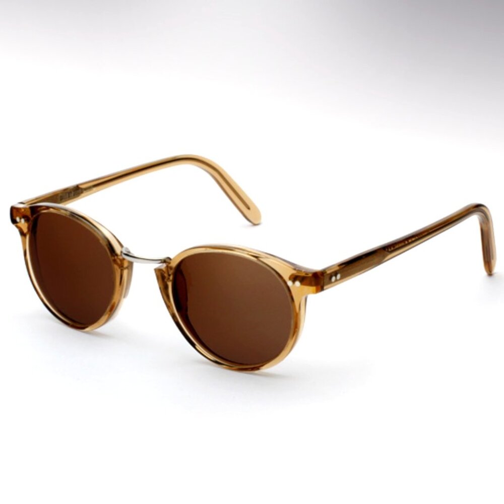 Cutler and Gross Metal and Acetate Sunglasses; Cinnamon Brown, Dark Brown Lenses